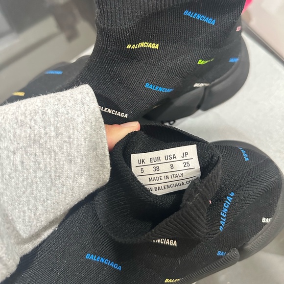 BALENCIAGA Speed 2.0 AllOver Logo Recycled Knit Black Multicolor LIMITED EDITION - Picture 2 of 6